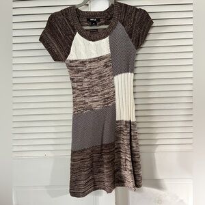 Style & Co. Women's Patchwork Knit Sweater Dress - Brown and Cream